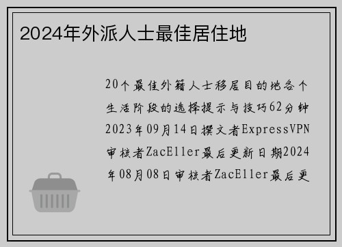 2024年外派人士最佳居住地 